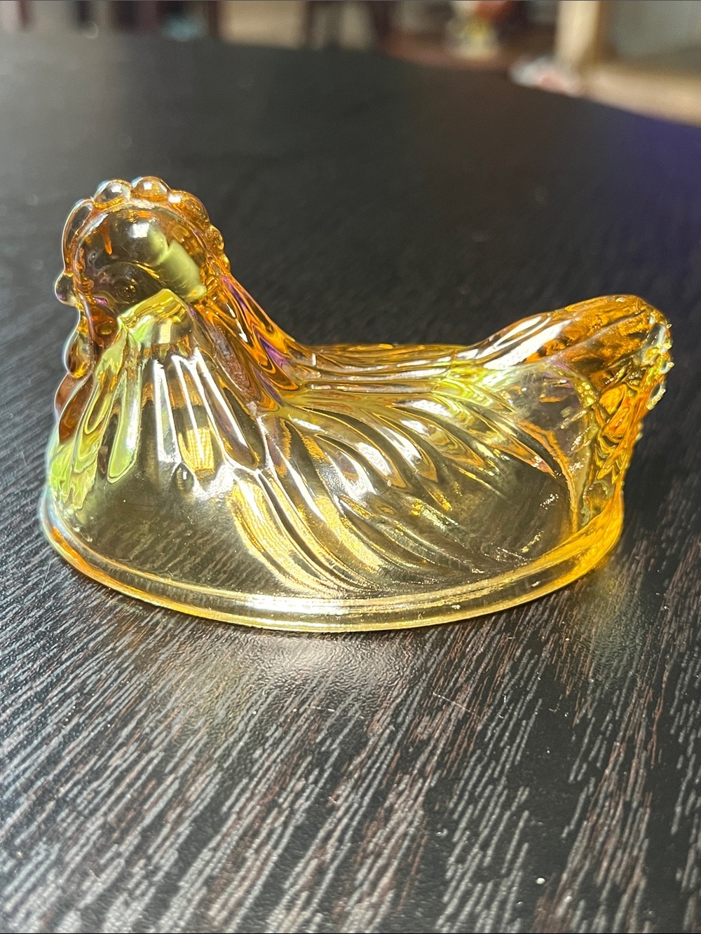Hazel Atlas Yellow Amber Small Hen on Nest Candy Dish Replacement LID ONLY